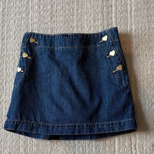 Old Navy Blue Denim Skort with Gold Heart Details